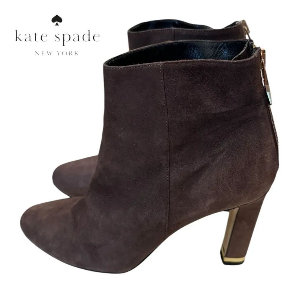 Kate Spade New York Women's Italian Suede Leather Akane Heeled Ankle Booties 8.5